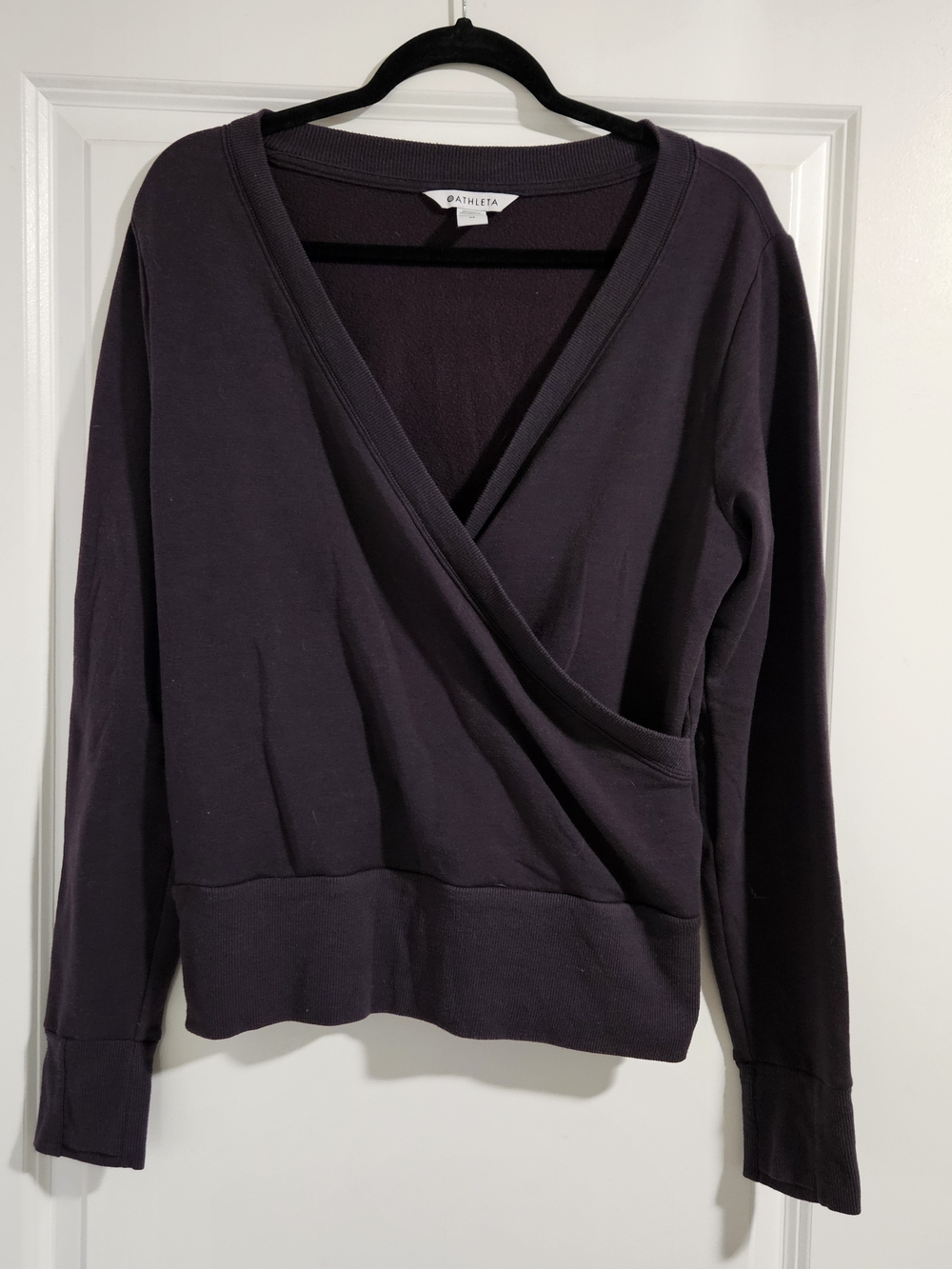 Athleta Recharge Sweatshirt Deep Plum Crossover Front Pullover- Size M